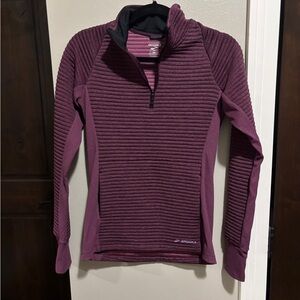 Brooks Maroon Striped Quarter-Zip Top Small